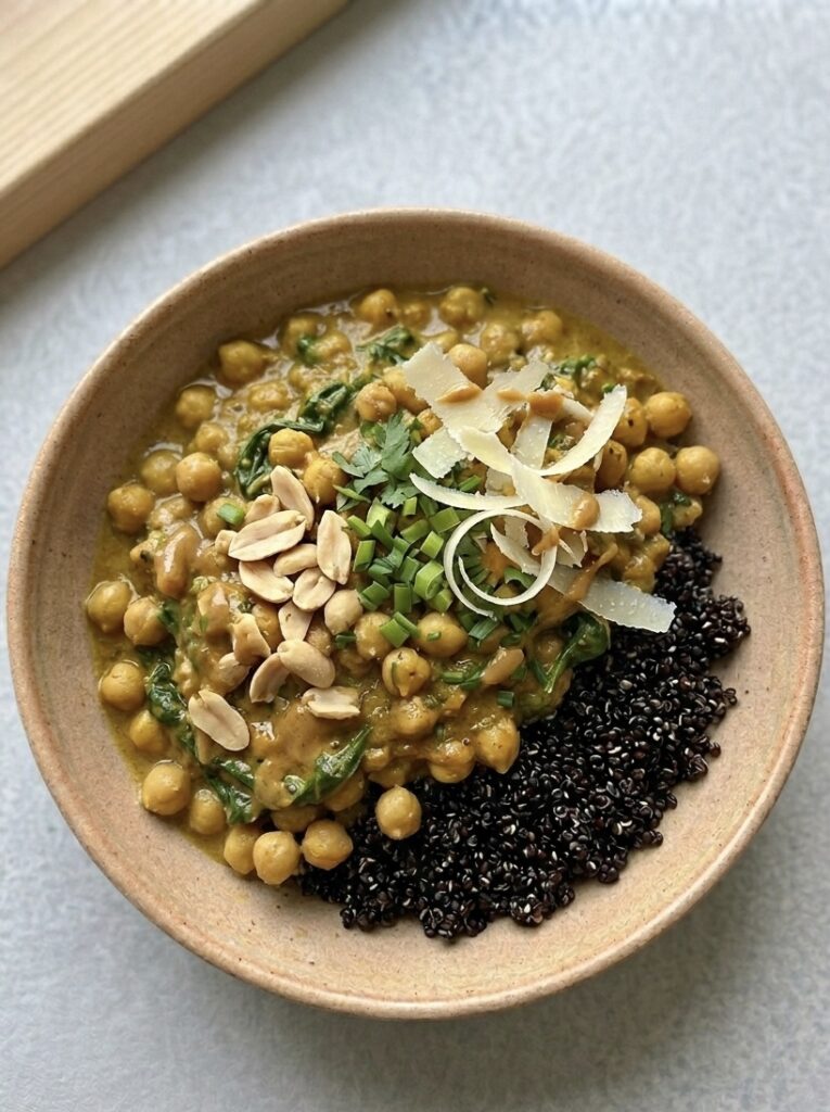 Köögivilja-kikerherne karri maapähklivõiga